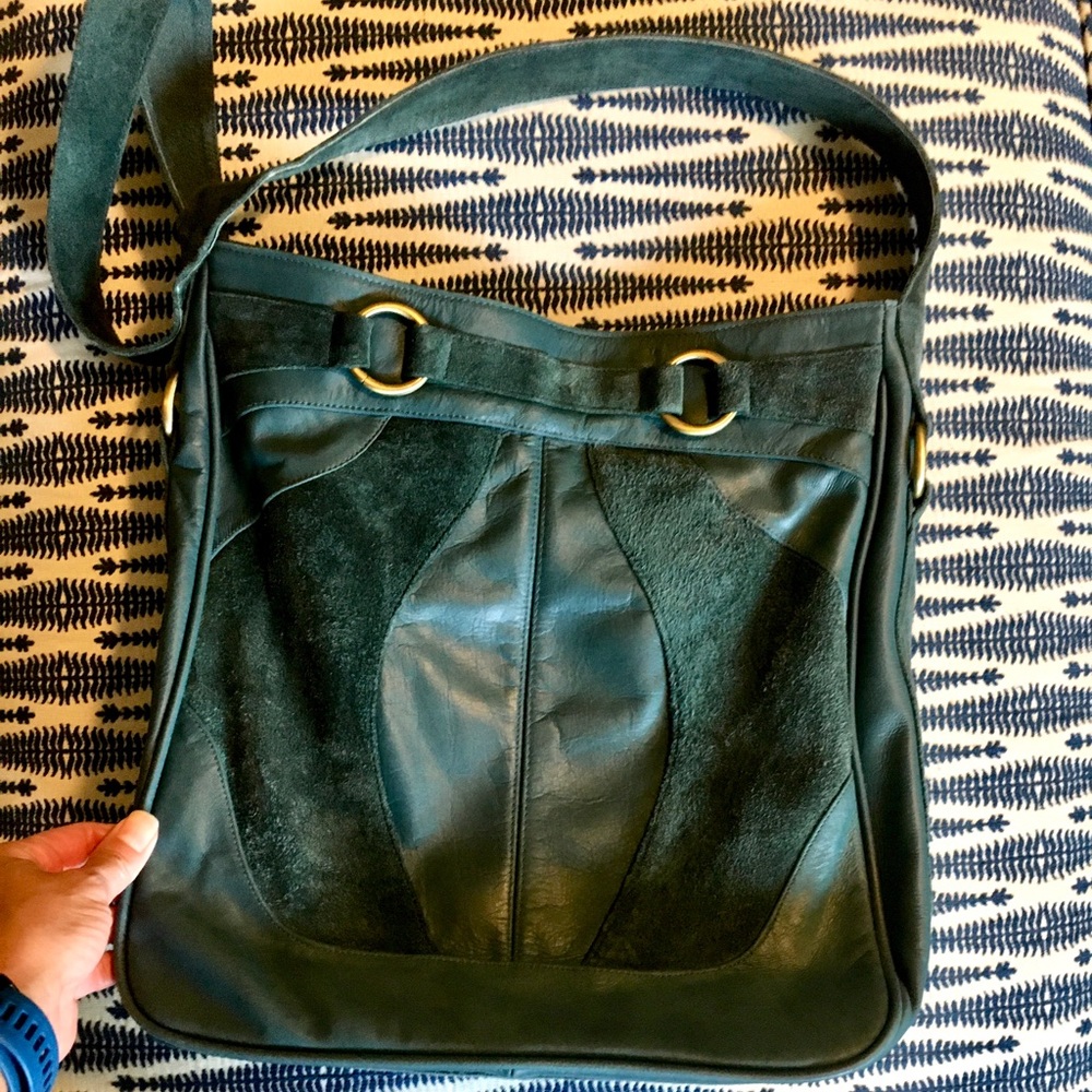 Anthropologie Elf teal Leather Suede Purse One size